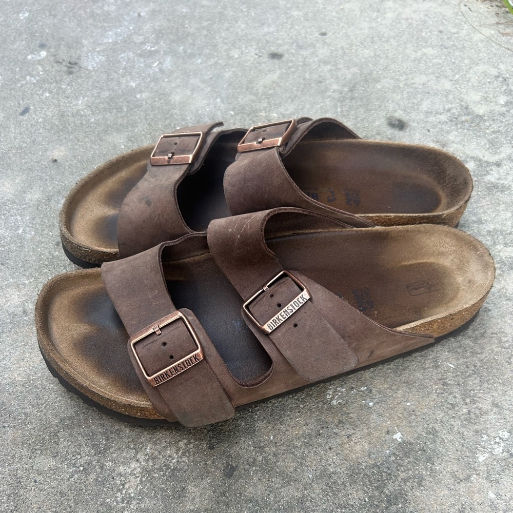 Birkenstock Arizona Brown Leather Two-Strap Sandals
